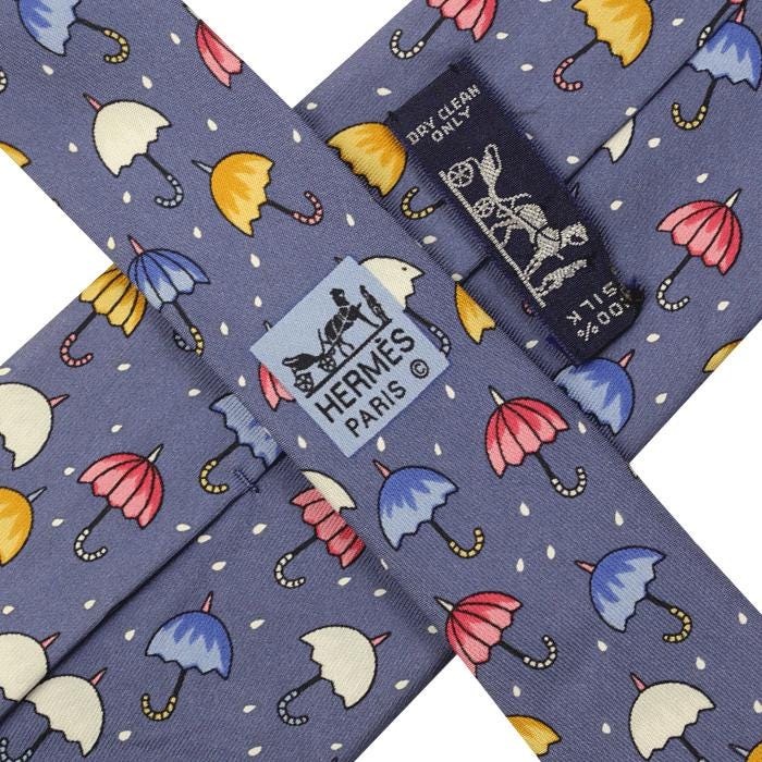 Hermes Men's Silk Tie Umbrellas Pattern 7431 | Necktie Cravate