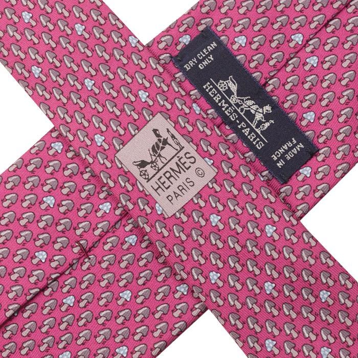 Hermes Men's Silk Tie Whimsical Mushrooms Pattern 605842 | Necktie Cravate