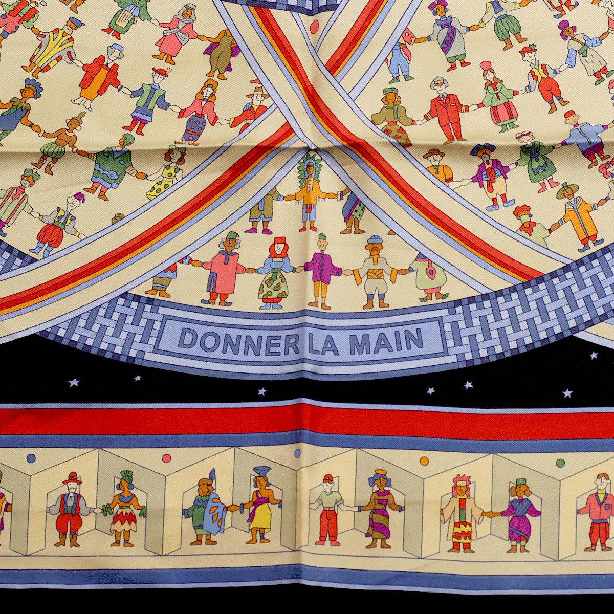 Hermes Scarf "Donner la Main" by Karen Petrossian 90cm Silk | Carre Foulard