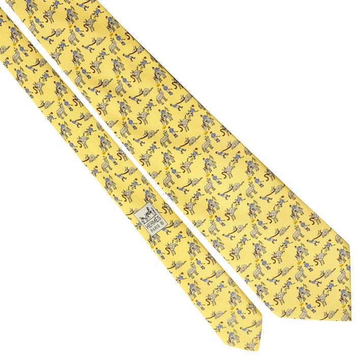 Hermes Men's Silk Tie Whimsical Jockeys Pattern 5473 | Necktie Cravate