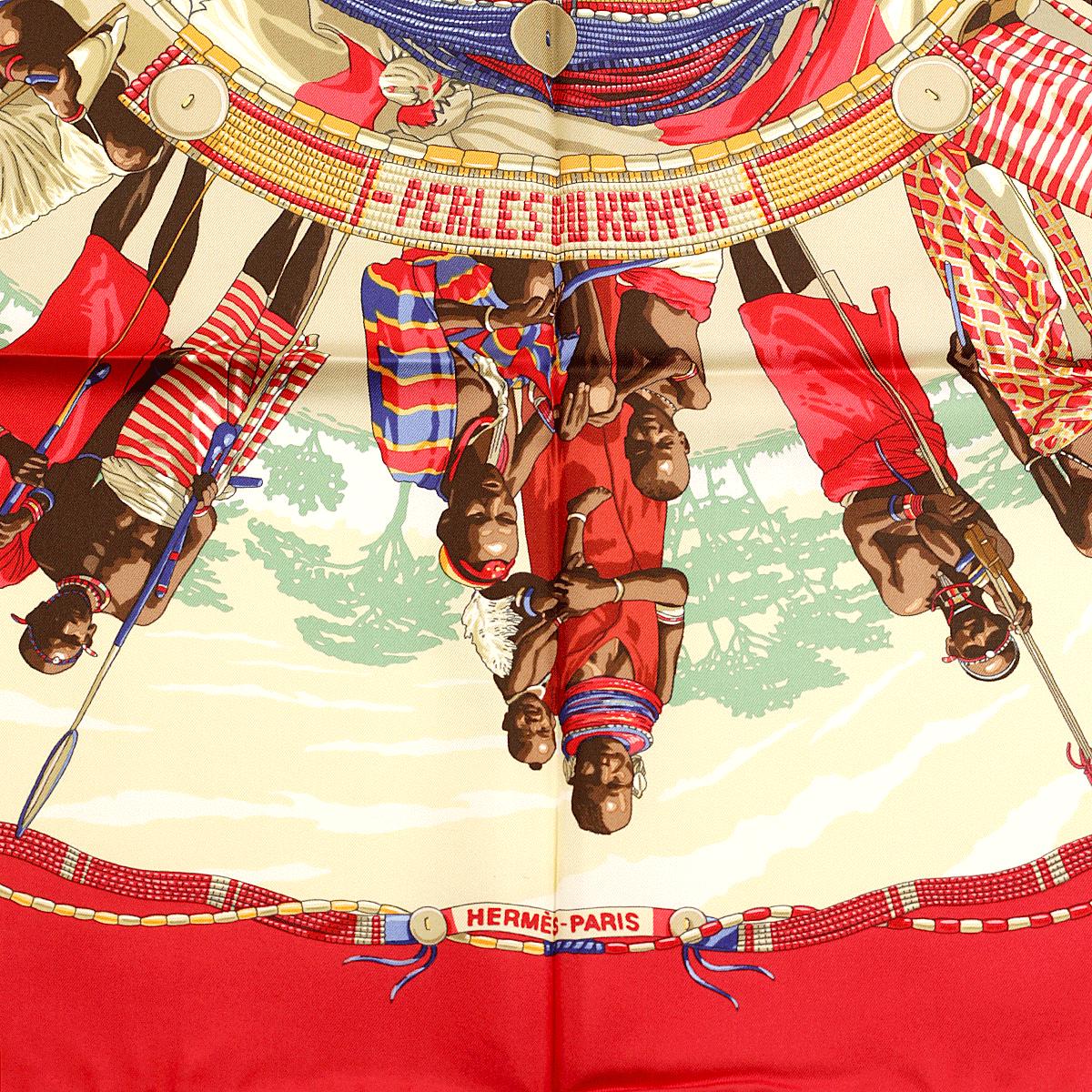 Hermes Scarf "Perles du Kenya" by Dimitri Rybaltchenko Vintage 90cm Silk | Carre Foulard
