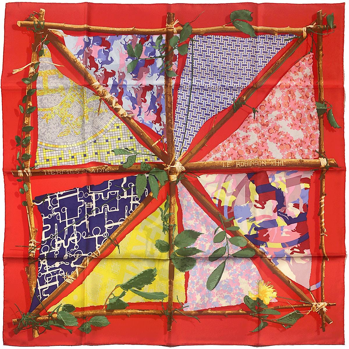 Hermes Scarf "Robinson Chic" by Benoit Pierre Emery 90cm Silk | Carre Foulard