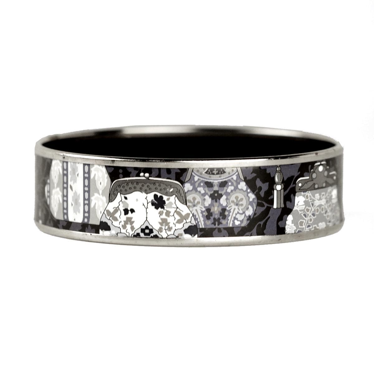 Hermes Bracelet 70 Wide Enamel Palladium Silver