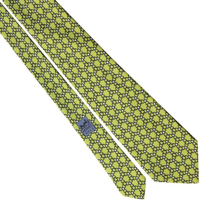 Hermes Men's Silk Tie Equestrian Geometric Pattern 5339 | Necktie Cravate
