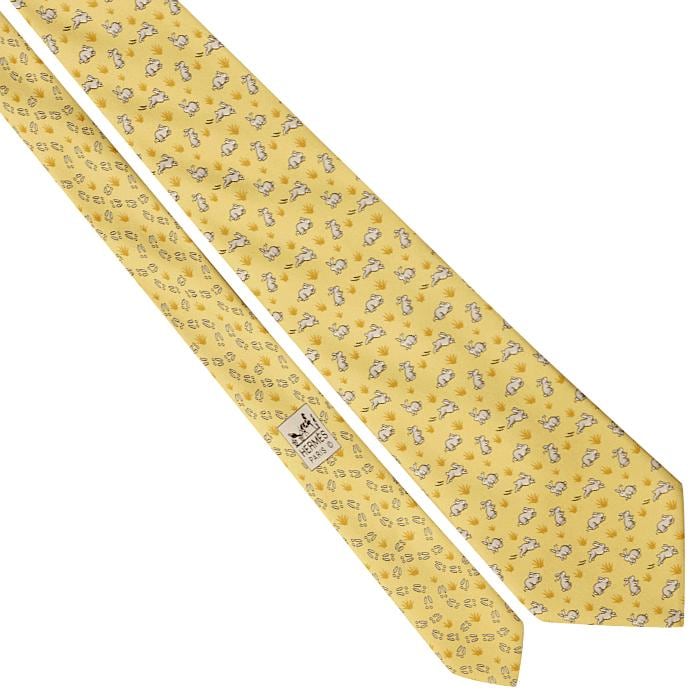 Hermes Men's Silk Tie Whimsical Rabbit Paws Pattern 5459 | Necktie Cravate