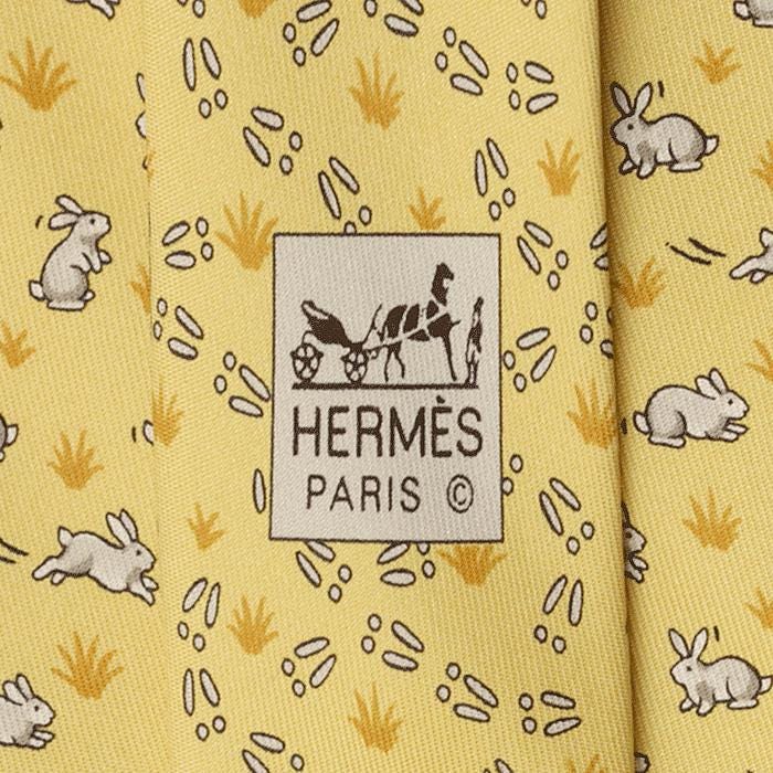 Hermes Men's Silk Tie Whimsical Rabbit Paws Pattern 5459 | Necktie Cravate
