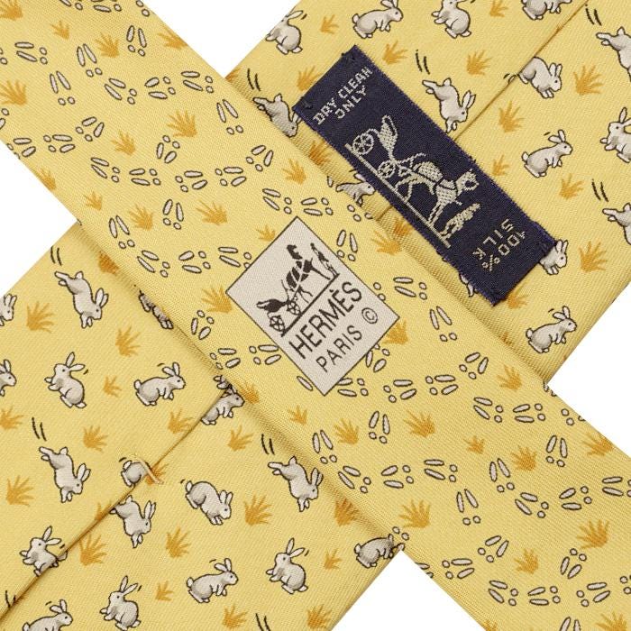 Hermes Men's Silk Tie Whimsical Rabbit Paws Pattern 5459 | Necktie Cravate