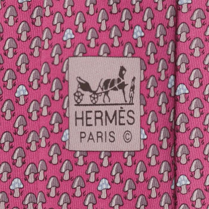 Hermes Men's Silk Tie Whimsical Mushrooms Pattern 605842 | Necktie Cravate
