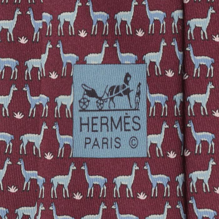 Hermes Men's Silk Tie Whimsical Alpacas Pattern 605920 | Necktie Cravate