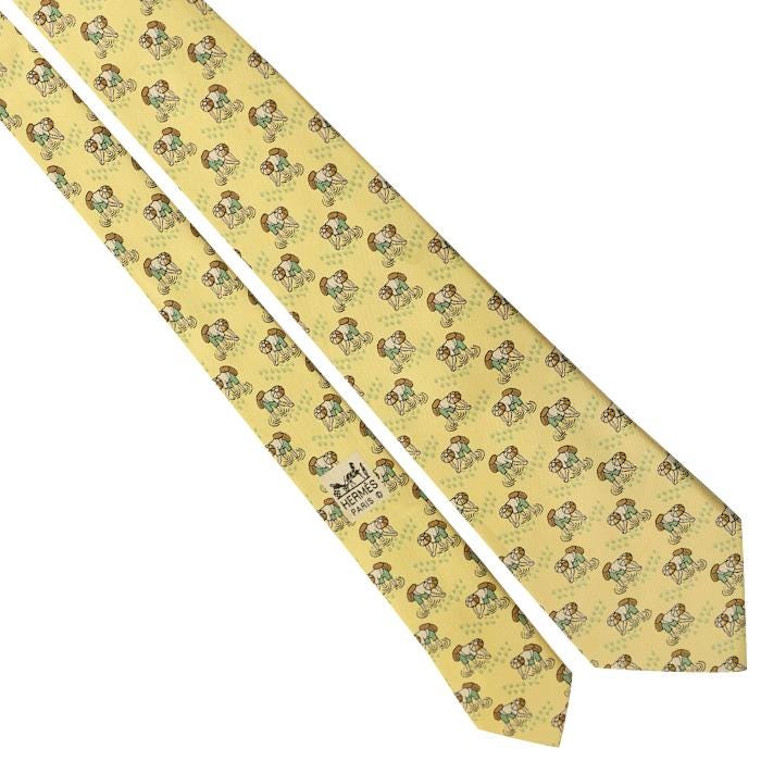 Hermes Men's Silk Tie Rice Farmers Pattern 7535