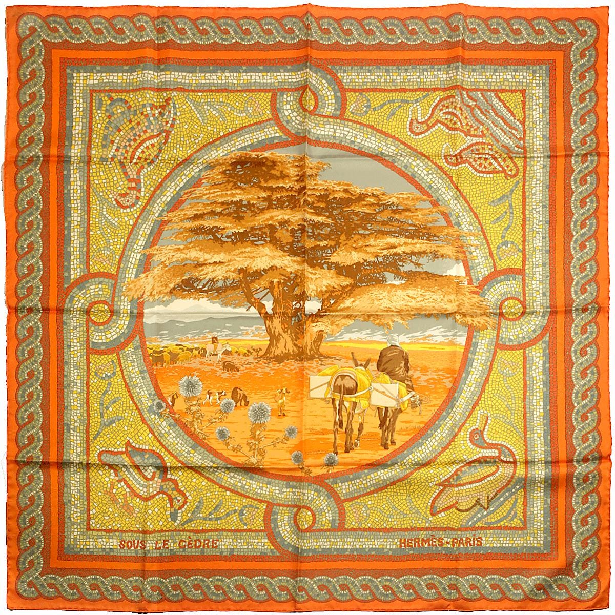 Hermes Scarf "Sous le Cedre" by Dimitri Rybaltchenko 90cm Silk | Carre Foulard