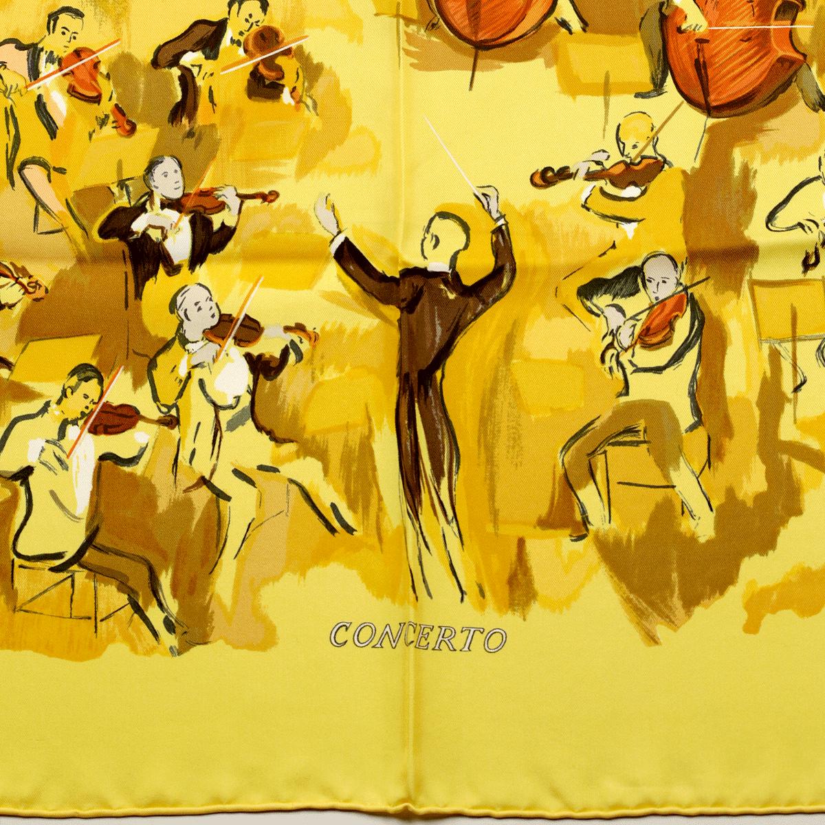 Hermes Scarf "Concerto" by Jean-Louis Clerc 90cm Silk
