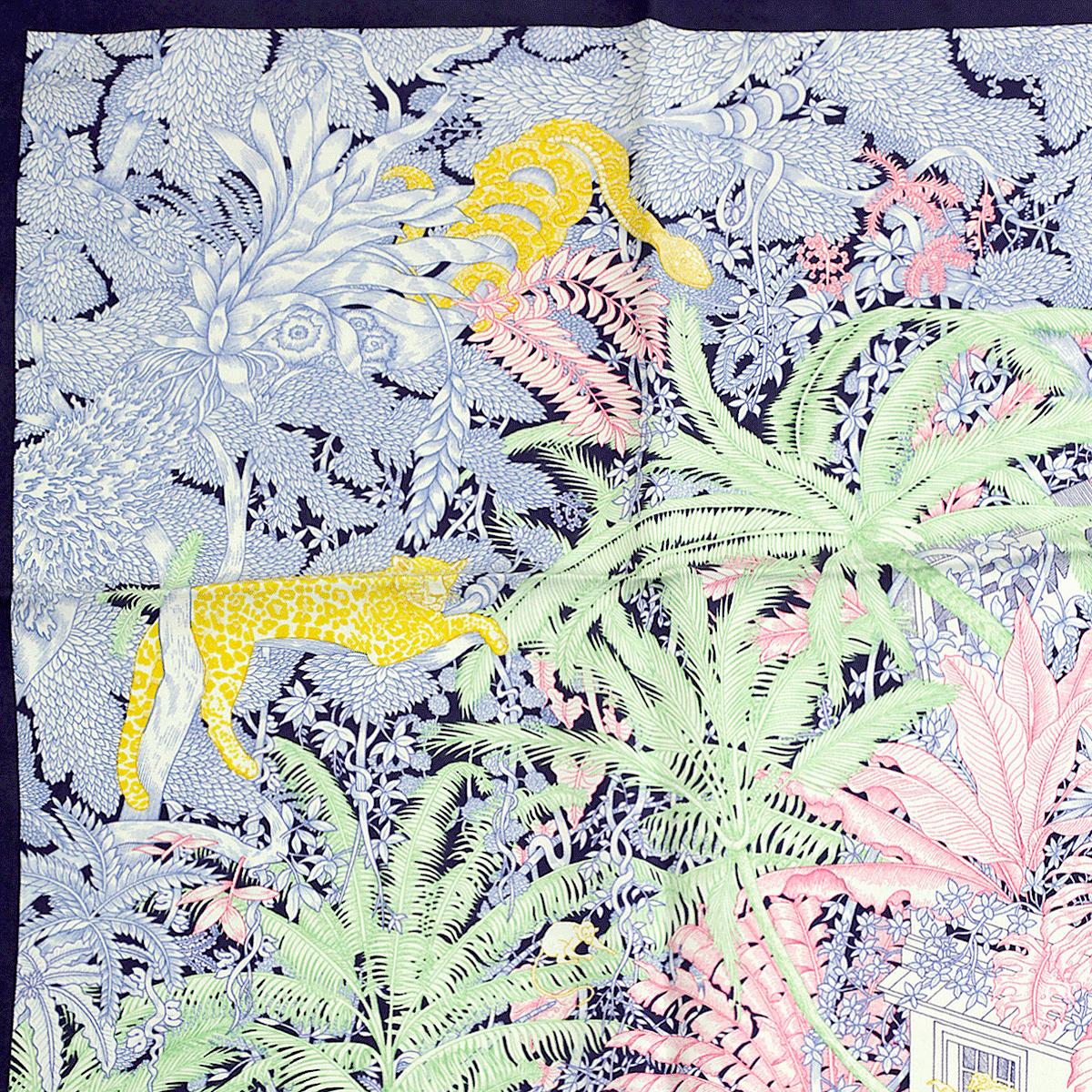 Hermes Scarf "Faubourg Tropical" by Théo de Gueltzl and Octave Marsal 90cm Silk Wash Scarf | Carre Foulard