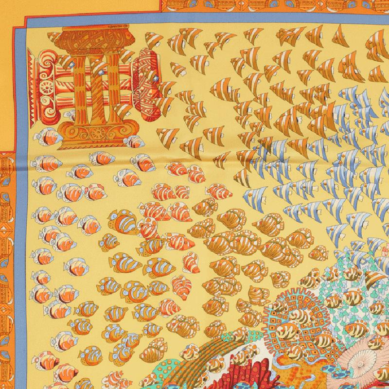Hermes Scarf "Rencontre Oceane" by Annie Faivre 90cm Silk