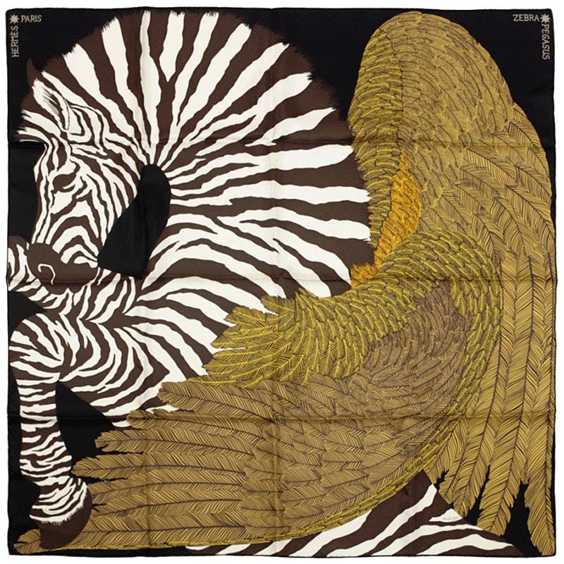 Hermes Scarf "Zebra Pegasus" by Alice Shirley 90cm Silk | Carre Foulard