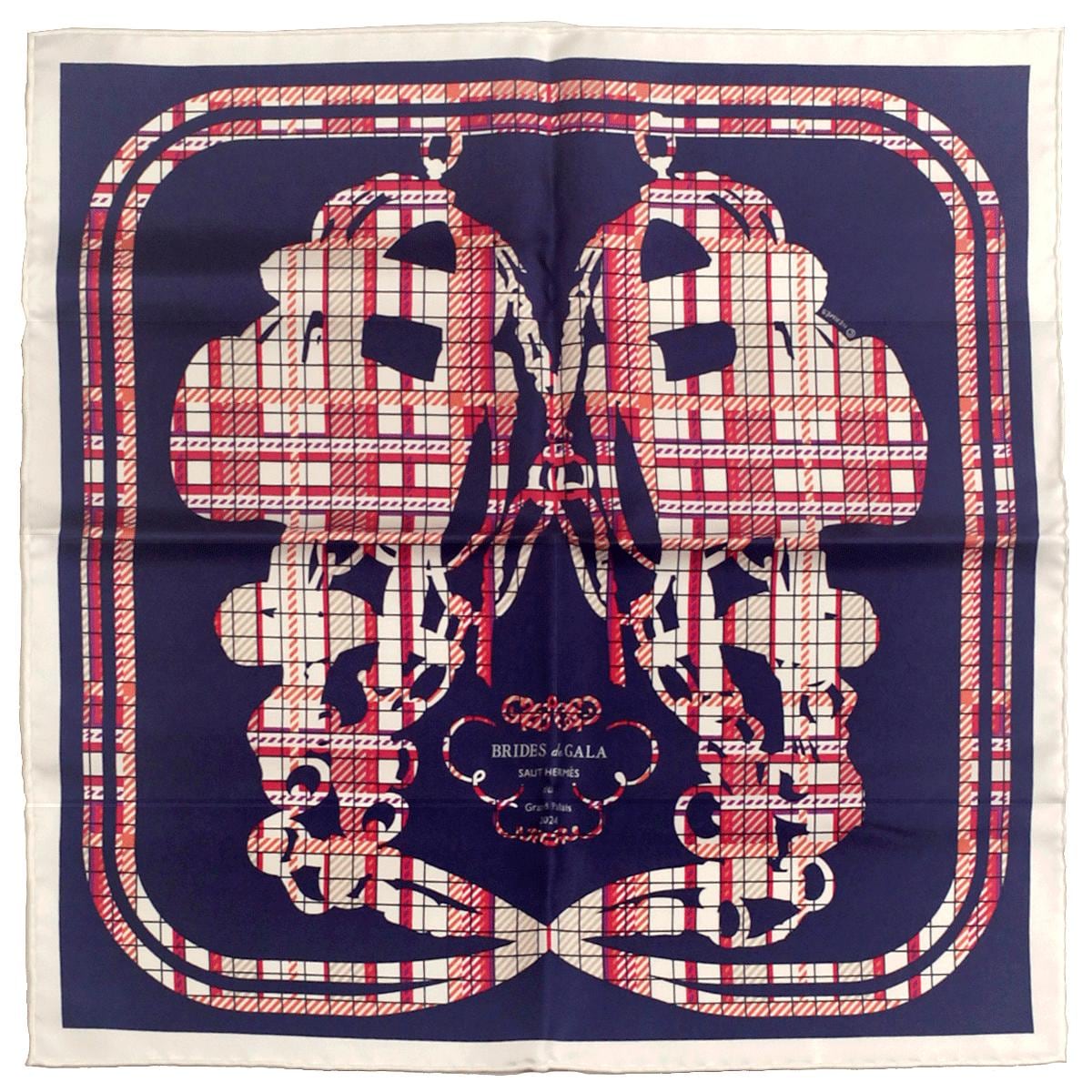 Hermes Scarf 45cm "Brides de Gala Saut Hermes au Grand Palais" by Hugo Grygkar Silk Gavroche
