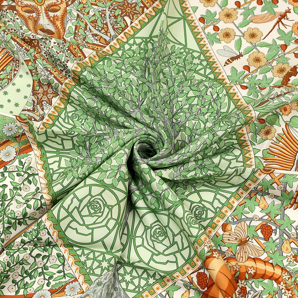 Hermes Scarf "Axis Mundi" by Christine Henry Vintage 90cm Silk