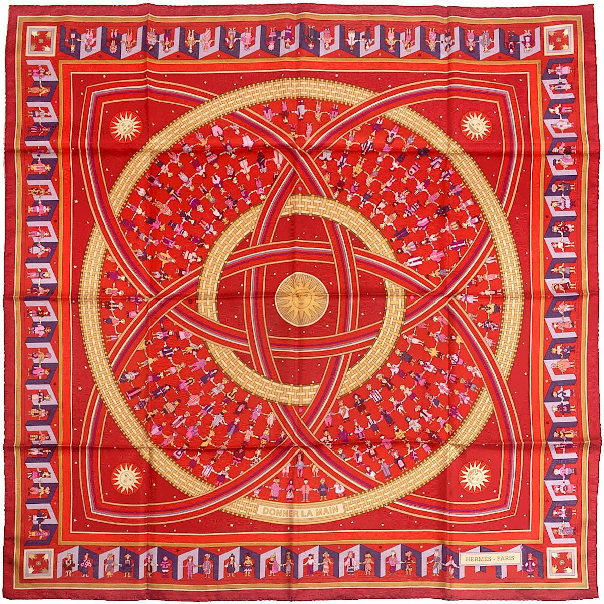 Hermes Scarf "Donner la Main" by Karen Petrossian 90cm Silk | Carre Foulard