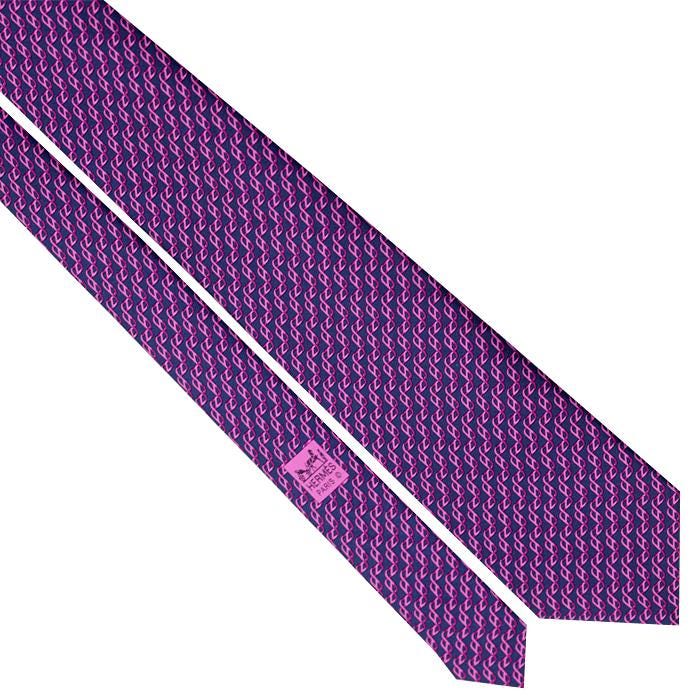 Hermes Men's Silk Tie Geometric H Helix Pattern 5467 | Necktie Cravate