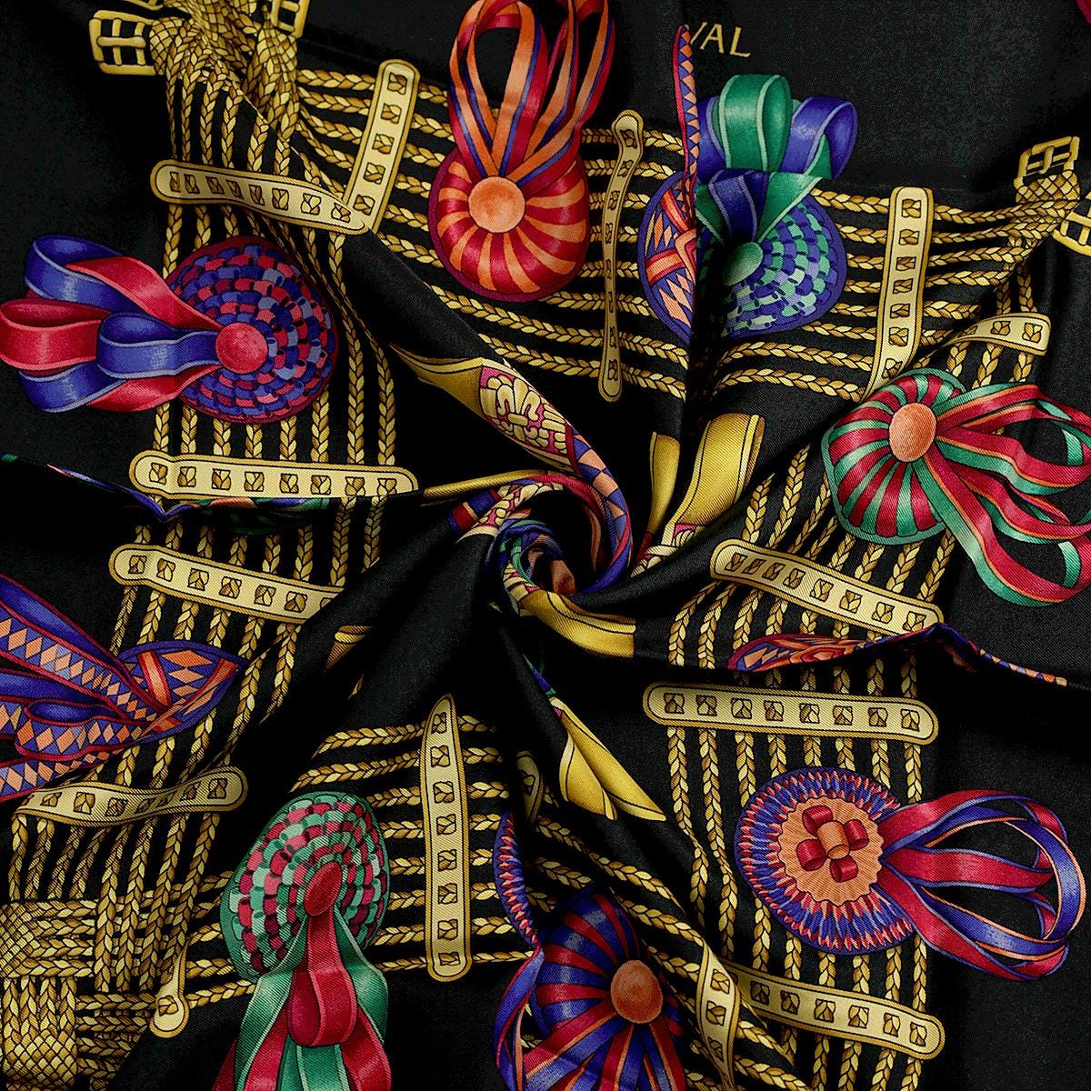Hermes Scarf "Les Rubans du Cheval" by Joachim Metz 90cm Silk | Carre Foulard