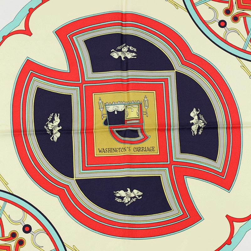 Hermes Scarf "Washington's Carriage" by Caty Latham Vintage 90cm Silk