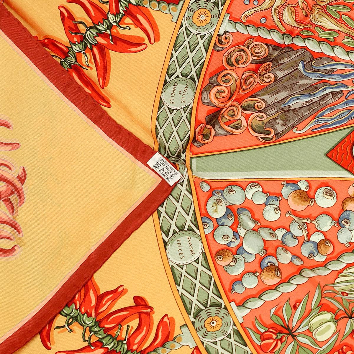 Hermes Scarf "Aux Pays de Epices" by Annie Faivre 90cm Silk