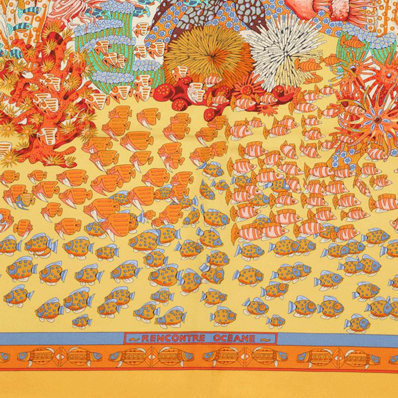 Hermes Scarf "Rencontre Oceane" by Annie Faivre 90cm Silk