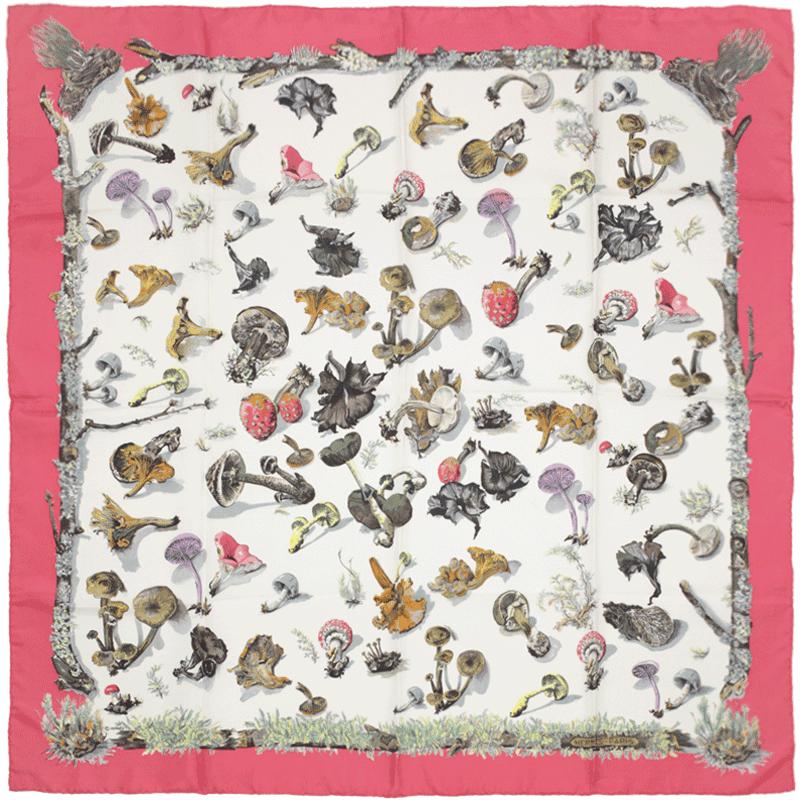 Hermes Scarf "Champignons" by Anne Gavarni & Françoise De La Perriere 90cm Silk