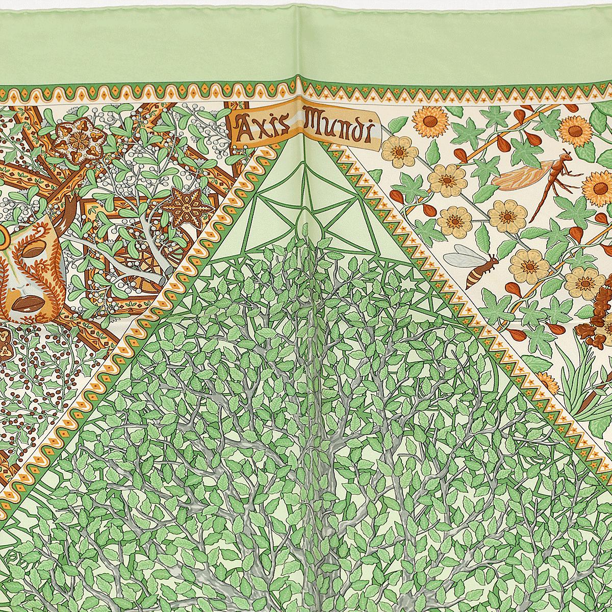 Hermes Scarf "Axis Mundi" by Christine Henry Vintage 90cm Silk