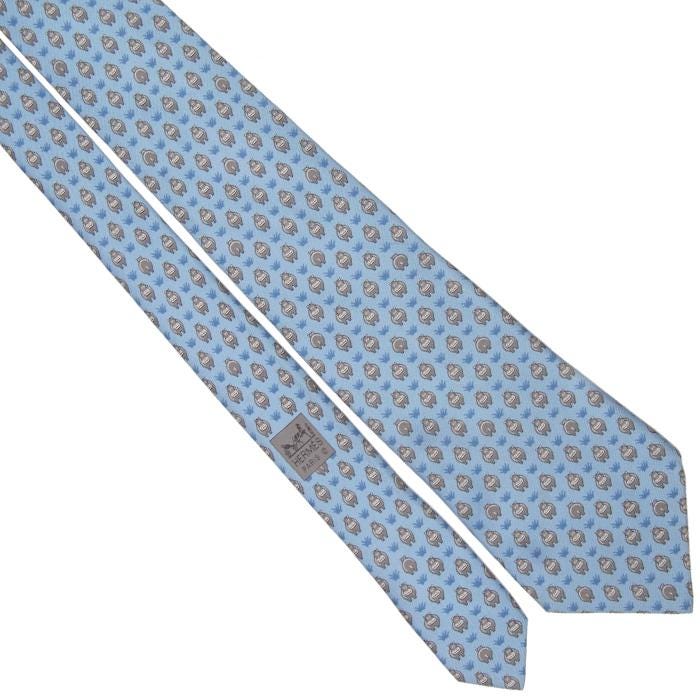 Hermes Men's Silk Tie Whimsical Hippos Pattern 5195 | Necktie Cravate