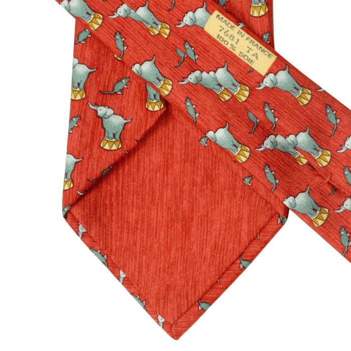 Hermes Men's Silk Tie Whimsical Circus Elephants Pattern 7681 | Necktie Cravate