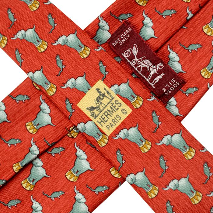Hermes Men's Silk Tie Whimsical Circus Elephants Pattern 7681 | Necktie Cravate