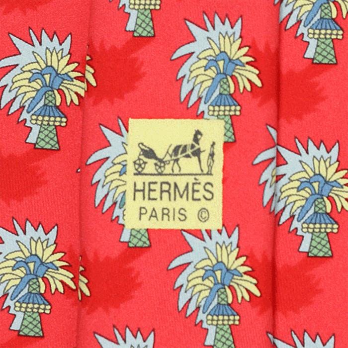Hermes Men's Silk Tie Palm Trees Pattern 7433 | Necktie Cravate