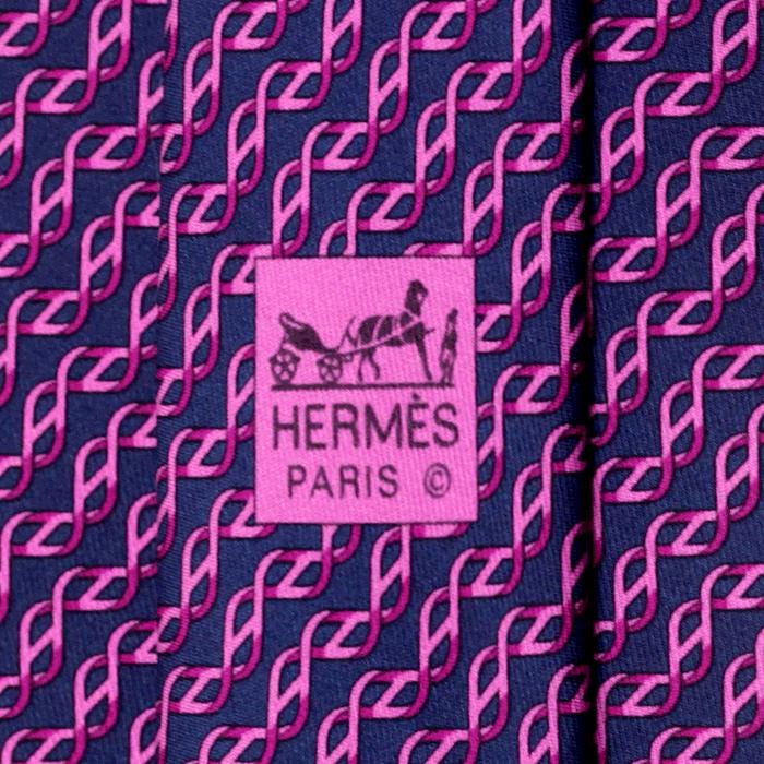 Hermes Men's Silk Tie Geometric H Helix Pattern 5467 | Necktie Cravate