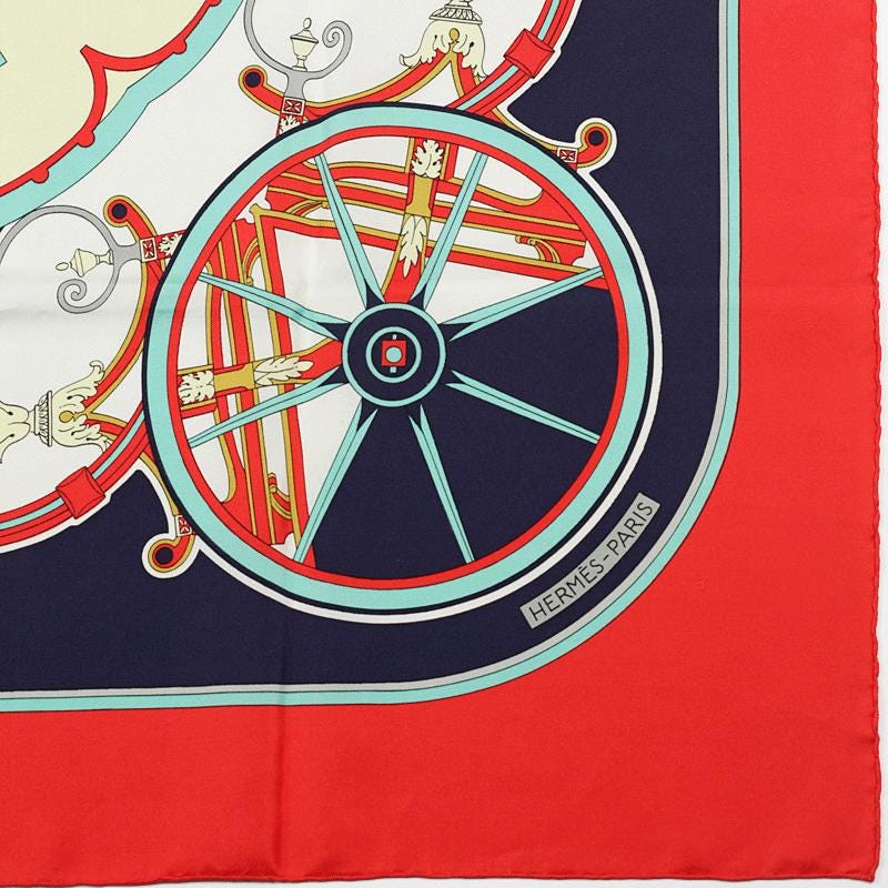 Hermes Scarf "Washington's Carriage" by Caty Latham Vintage 90cm Silk
