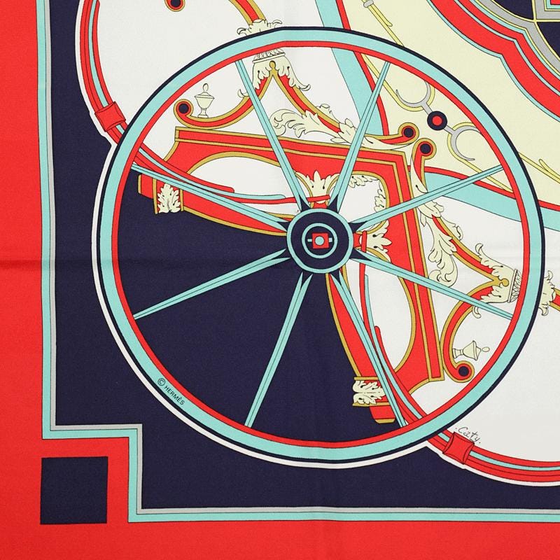 Hermes Scarf "Washington's Carriage" by Caty Latham Vintage 90cm Silk
