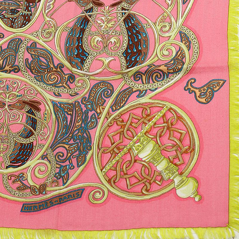 Hermes Scarf "Charmante Animaux" by Annie Faivre 90cm Cashmere Frange | Carre Foulard Rare