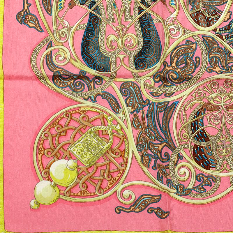 Hermes Scarf "Charmante Animaux" by Annie Faivre 90cm Cashmere Frange | Carre Foulard Rare