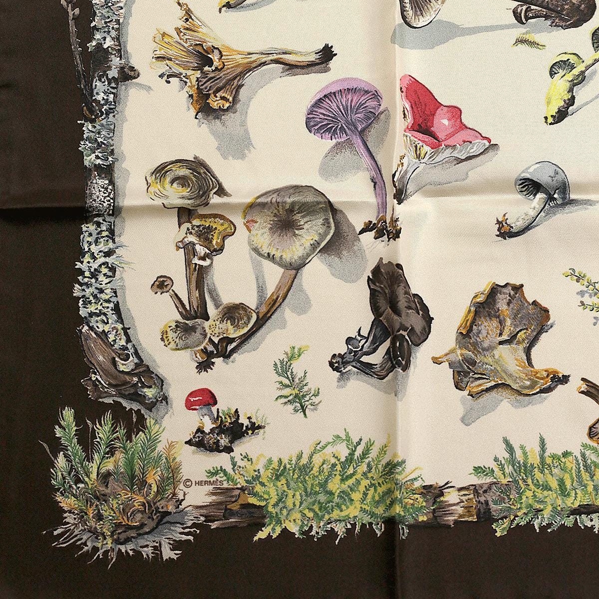 Hermes Scarf "Champignons" by Anne Gavarni & Françoise De La Perriere 90cm Silk | Carre Foulard