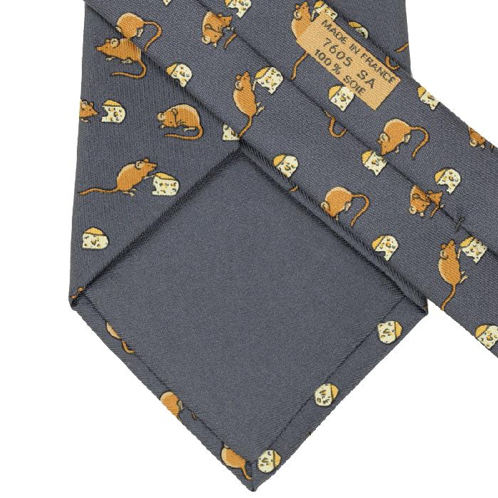 Hermes Men's Silk Tie Vintage Whimsical Mouse and Cheese Pattern 7605 | Necktie Cravate