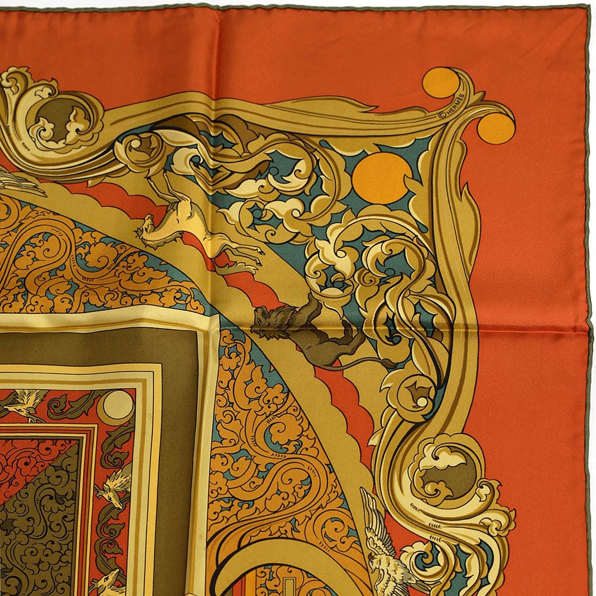 Hermes Scarf "Animaux Solaires" by Zoe Pauwels Vintage 90cm Silk | Carre Foulard