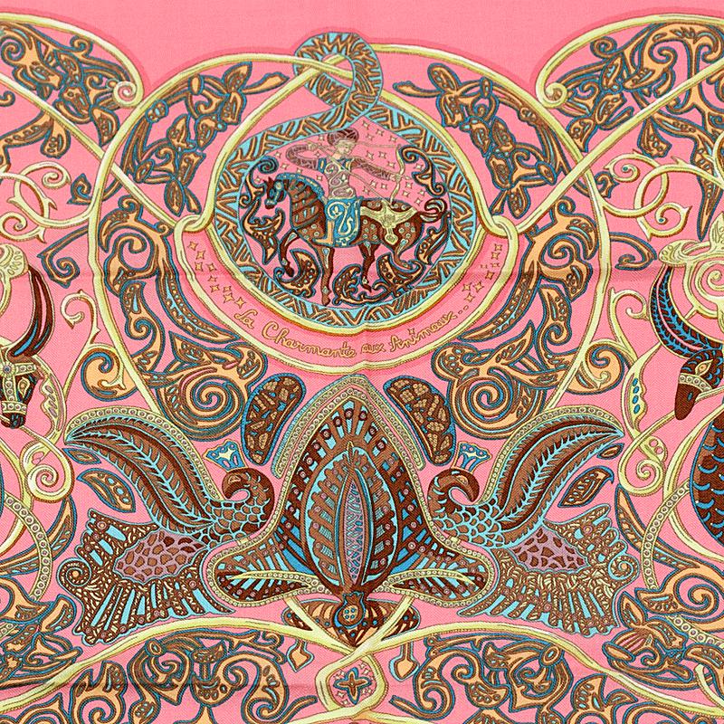 Hermes Scarf "Charmante Animaux" by Annie Faivre 90cm Cashmere Frange | Carre Foulard Rare