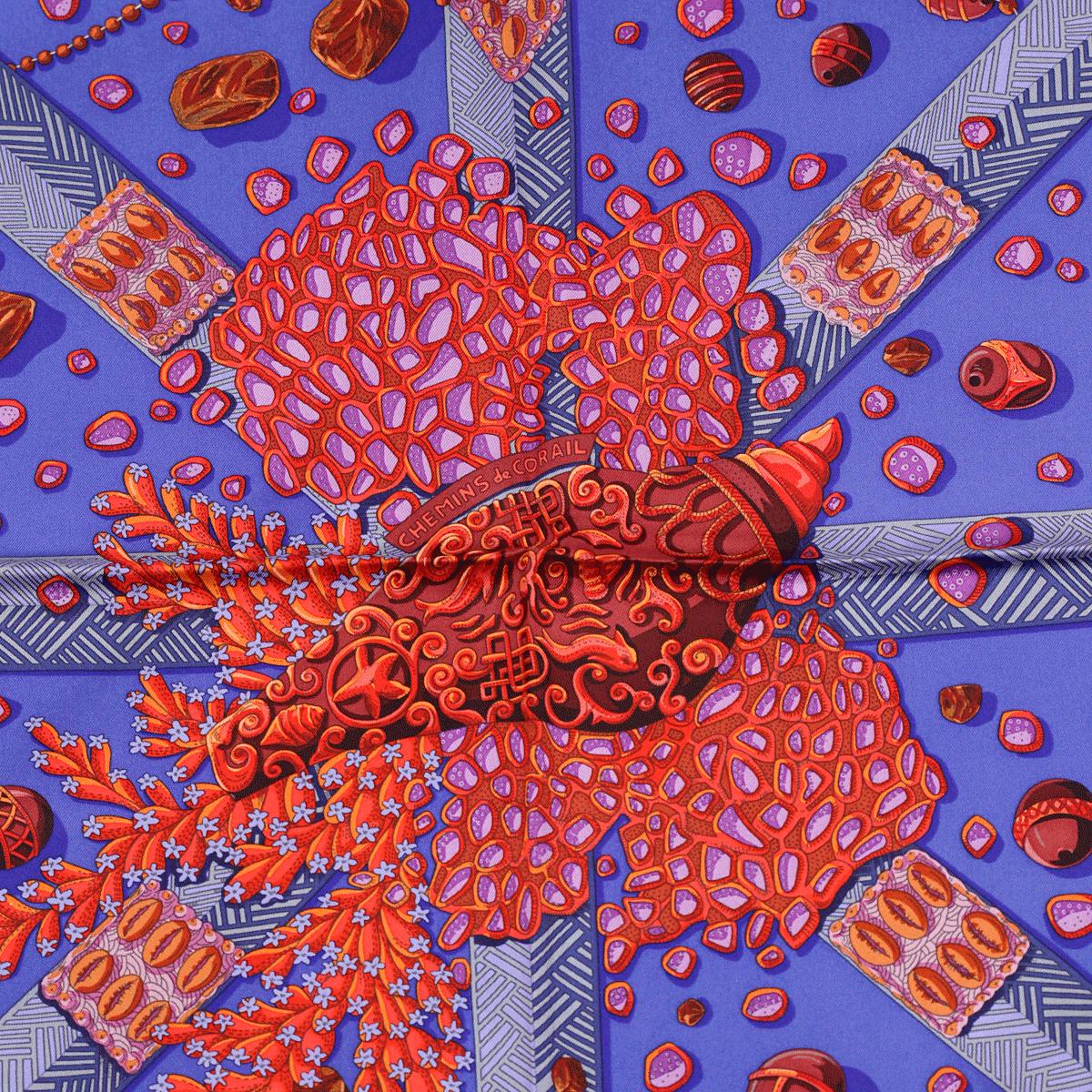 Hermes Scarf "Chemins de Corail" by Annie Faivre 90cm Silk | Carre Foulard