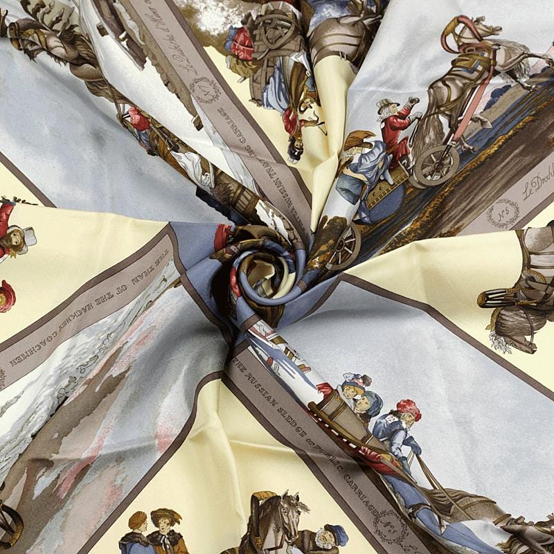 Hermes Scarf "Voyages en Russie" by Loic Dubigeon 90cm Silk | Carre Foulard
