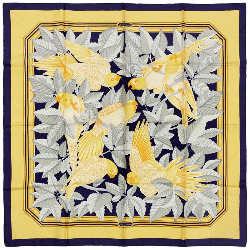 Hermes Scarf "Les Perroquets" by Joachim Metz 90cm Silk | Carre Foulard