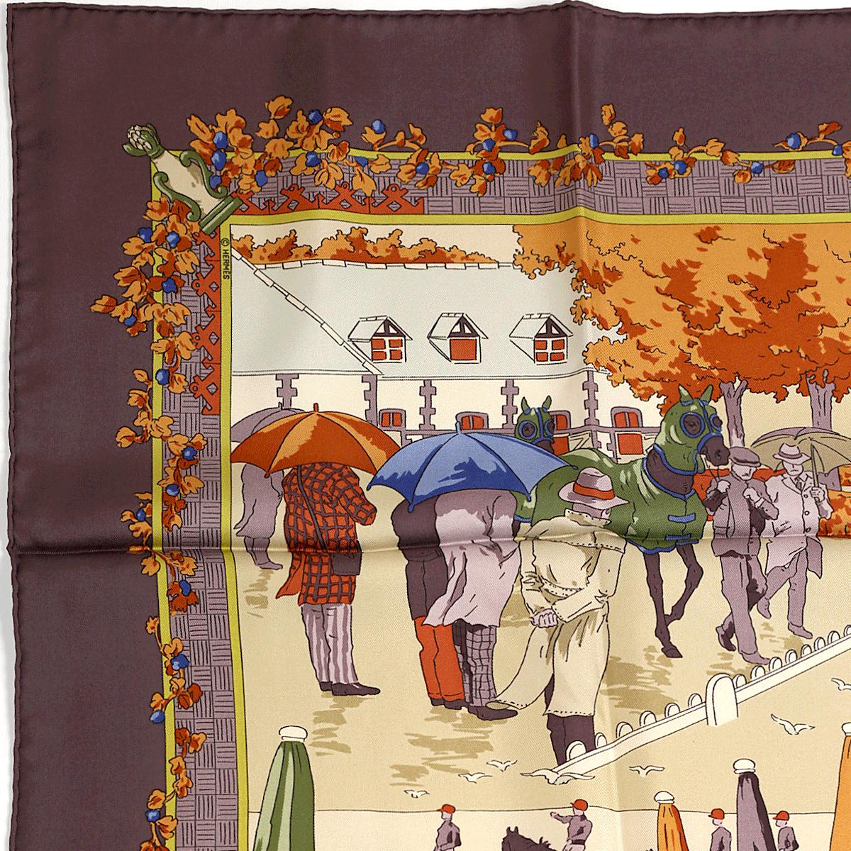 Hermes Scarf "Un Siecles de courses a Deauville" by Hubert de Watrigant 90cm Silk | Carre Foulard