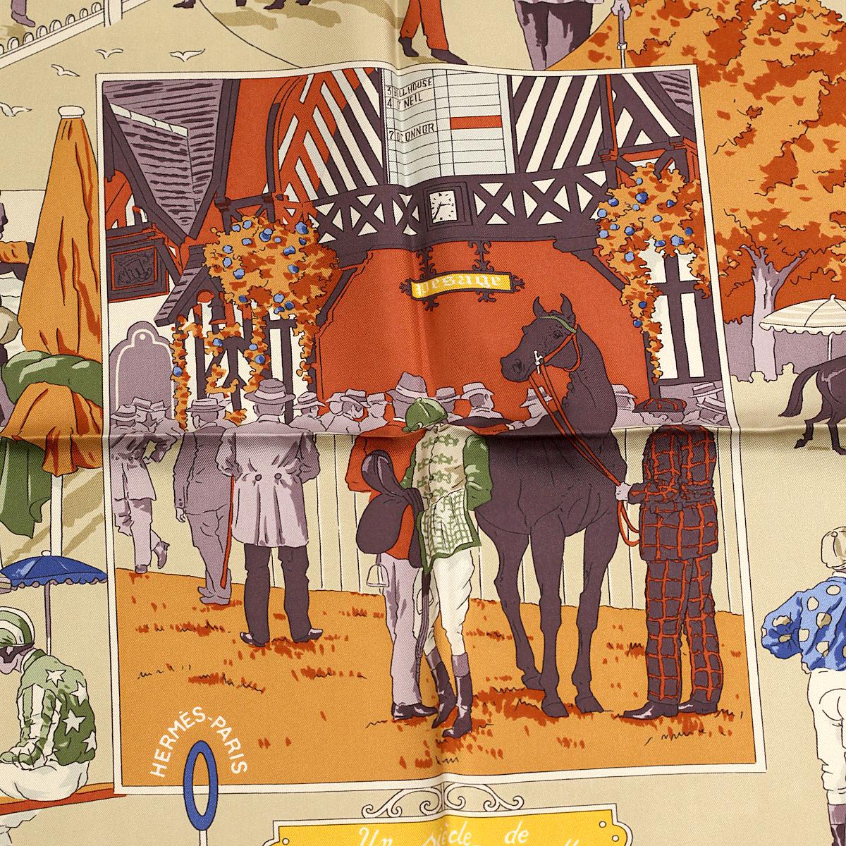 Hermes Scarf "Un Siecles de courses a Deauville" by Hubert de Watrigant 90cm Silk | Carre Foulard