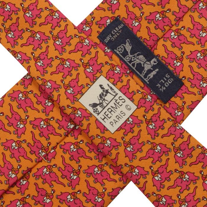 Hermes Men's Silk Tie Whimsical Elephant Jockeys Pattern 5386 | Necktie Cravate