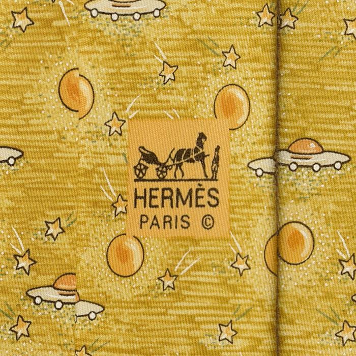 Hermes Men's Silk Tie UFO Pattern 7777 | Necktie Cravate