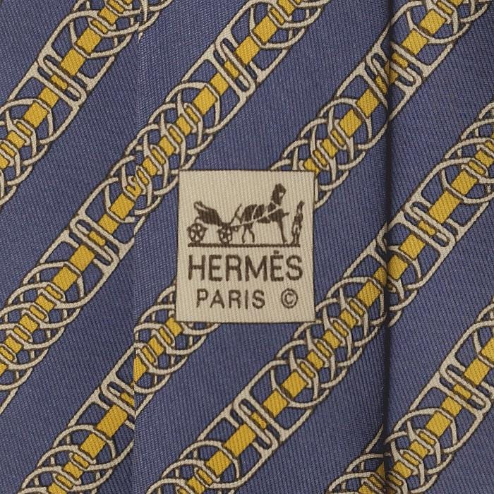 Hermes Men's Silk Tie Equestrian Geometric Pattern 5402 | Necktie Cravate